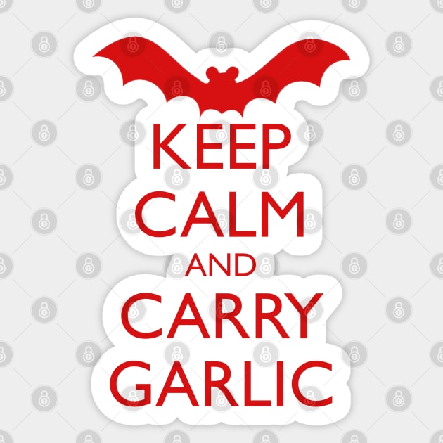 KEEP CALM AND CARRY GARLIC, vampire bat Sticker by HolidayBug